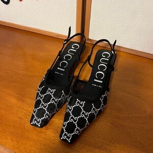 Gucci Demi Embellished Slingback Pumps - Black
